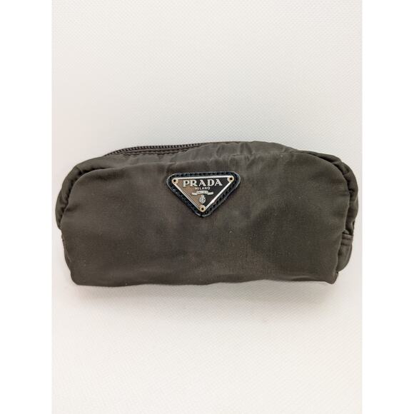 PRADA Pouch Tessuto Green Nylon Khaki Authentic Zip Bag - Picture 1 of 10